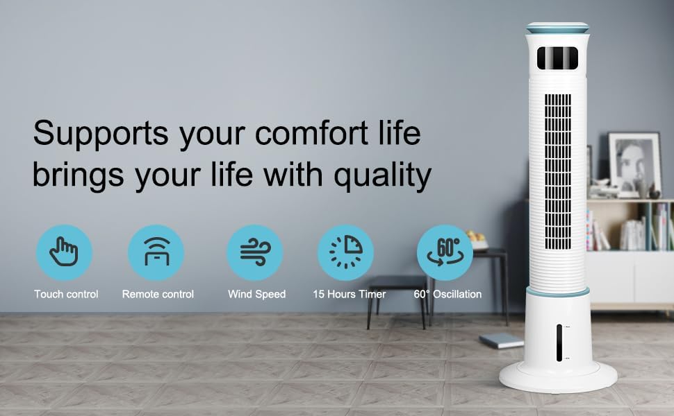 43 Inch Electric Oscillating Tower Fan With Remote Control For Indoor, Bedroom And Home Office, White White Plastic