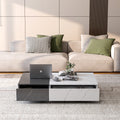 Modern Style Black And White Coffee Table With Two Storage Spaces White Black White Primary Living Space Rectangular Drawers Rectangular Coffee & End Tables Wood
