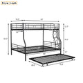 Full Xl Over Queen Metal Bunk Bed With Trundle, Black Full Xl Black Iron