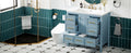 36'' Bathroom Vanity With Resin Sink Combo, Solid Wood Frame Bathroom Storage Cabinet, Freestanding Vanity Set With 5 Drawers& Soft Closing Doors Same As N710S136002M Blue Bathroom Solid Wood Mdf Resin