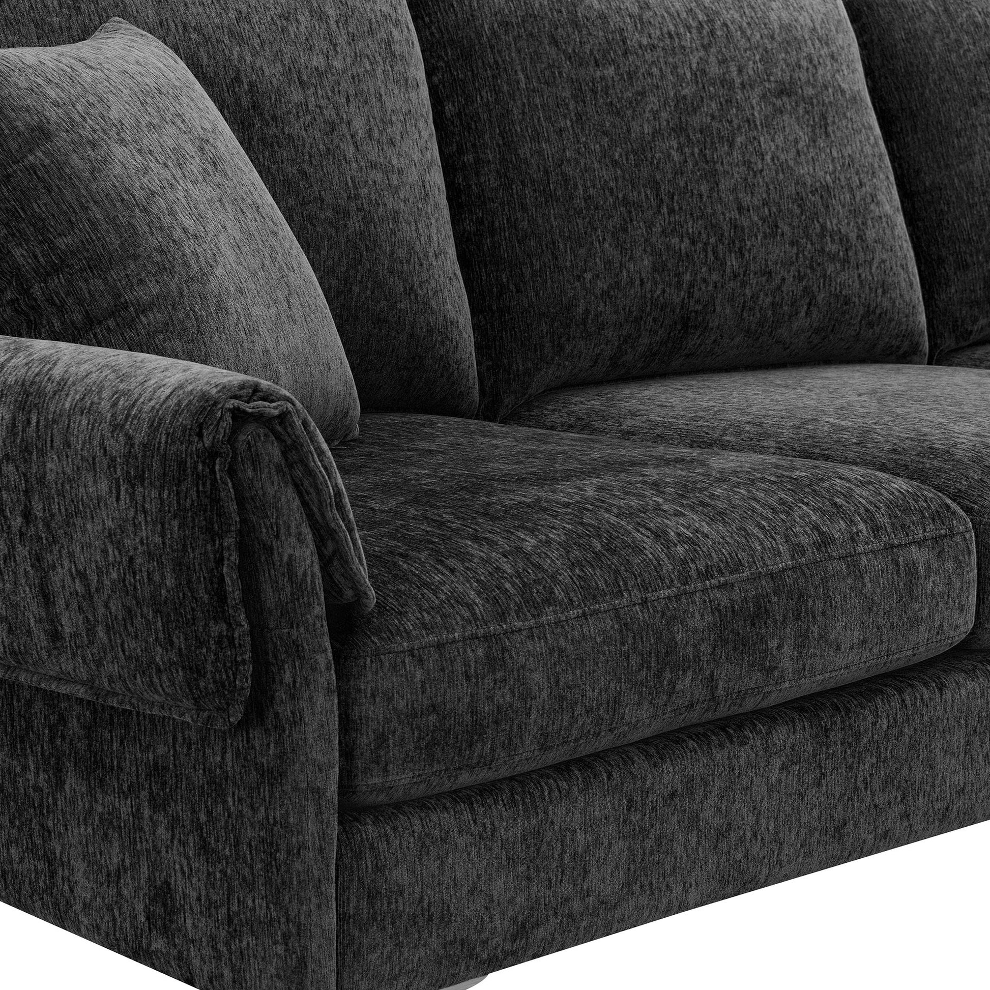 84 "Modern Chenille L Shaped Sofa With Reversible Lounge,Convertible Sectional Couch Set,4 Seat Indoor Furniture With Reversible Chaise,Fit For Living Room, Apartment 2 Pillows Black Chenille 4 Seat