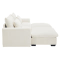 Corduroy Two Seater Sofa With 2 Storage Footrest, 2 Seater Sectional Deep Seat Sofa,Comfy Couches For Living Room ,Beige Sofa Beige Corduroy 2 Seat