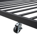 Full Size Metal Platform Bed With Twin Size Trundle,House Shaped Headboard Design, Black Full Black Metal