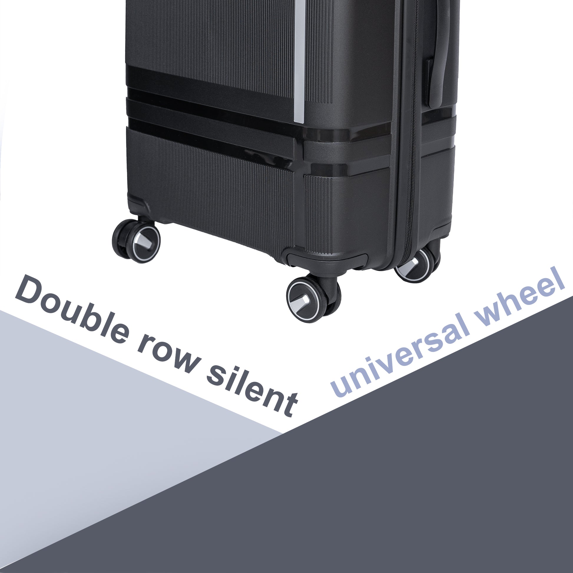 3 Piece Luggage Sets Pp Lightweight Suitcase With Two Hooks, Spinner Wheels, 20 24 28 Black Black Abs