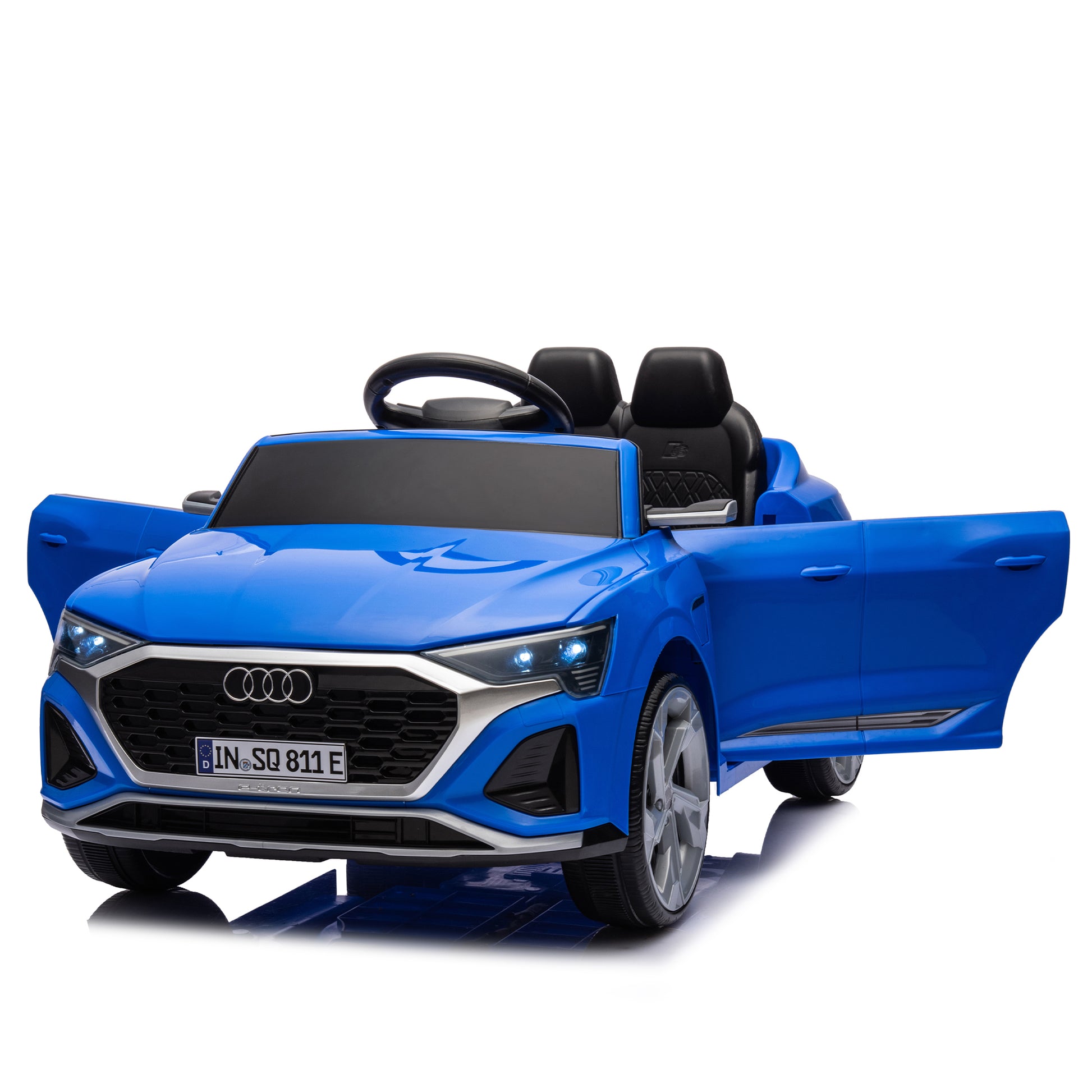 12V Kids Ride On Electric Car W Parents Remote Control,Licensed Audi Sq8 For Kids,Dual Drive,Suspension,Hanging Start,Three Speed Adjustable Music,Volume Control,Led Lights For Kids Aged 3 6. Blue 50 99 Lbs Polypropylene