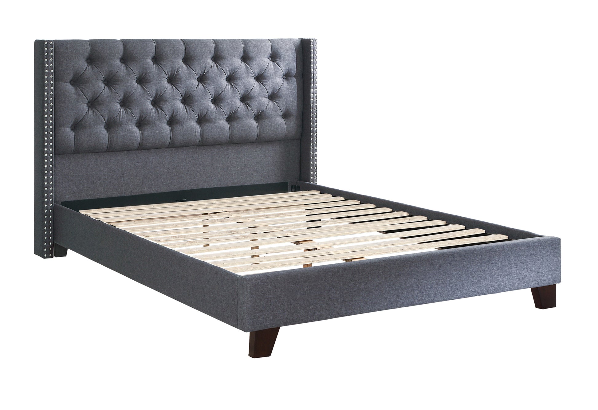 Queen Bed In Blue Gray Queen Gray Fabric