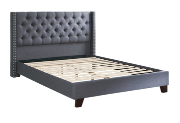 Queen Bed In Blue Gray Queen Gray Fabric