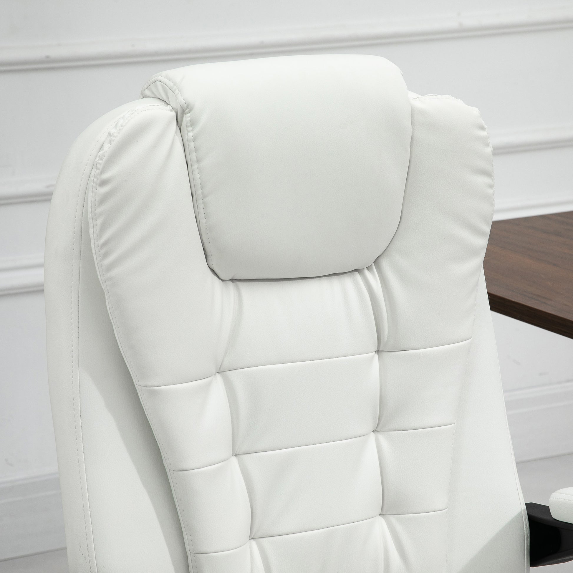 Vinsetto 7 Point Vibrating Massage Office Chair, High Back, White White Faux Leather