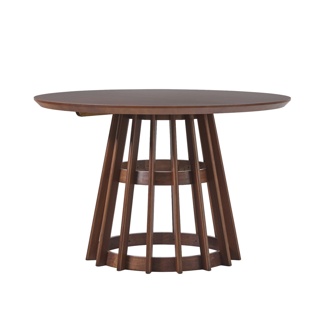 Modern 48" Round Solid Wood Dining Table With Pedestal Base, Brown Brown Pine Mdf