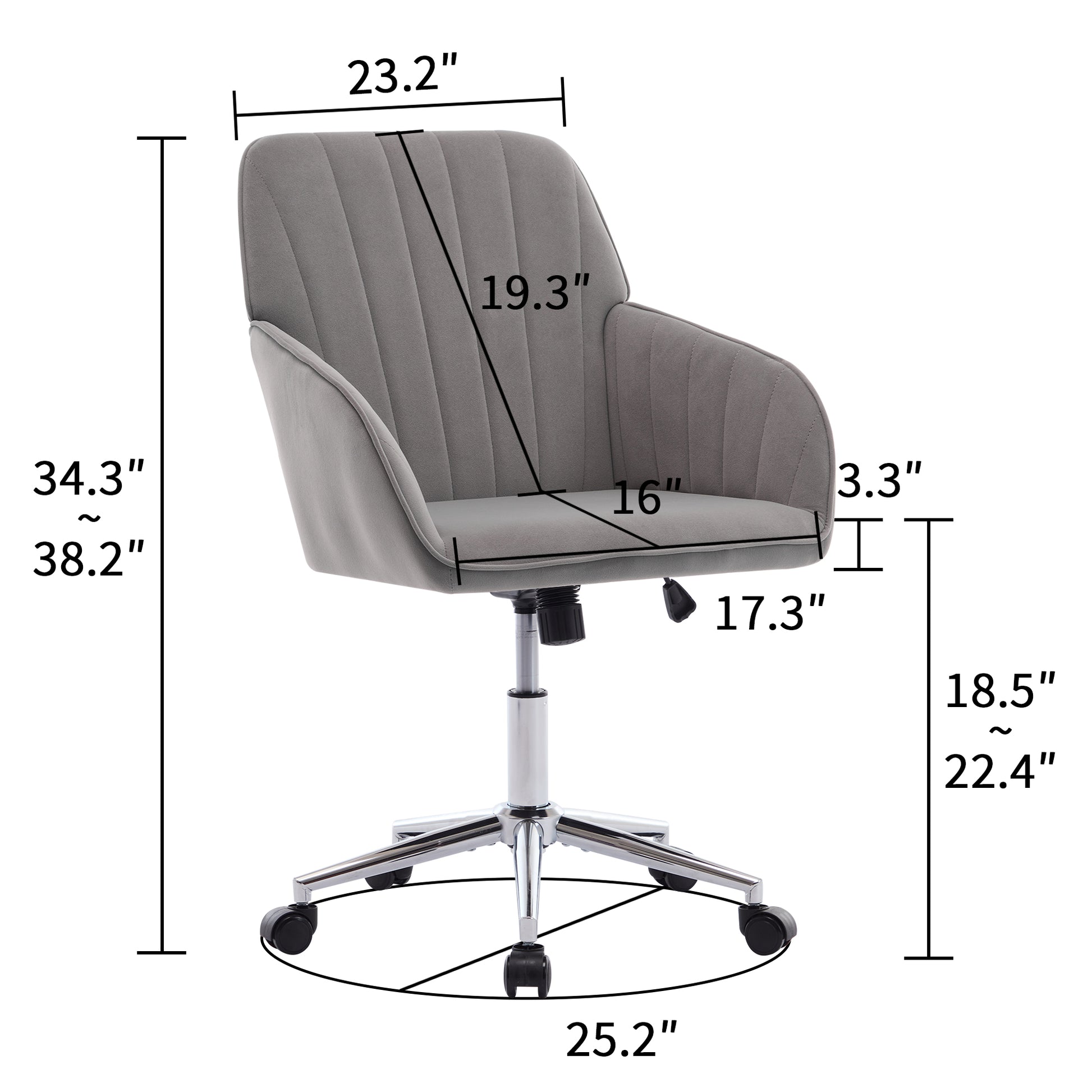 Ty Office Chair Gray Velvet