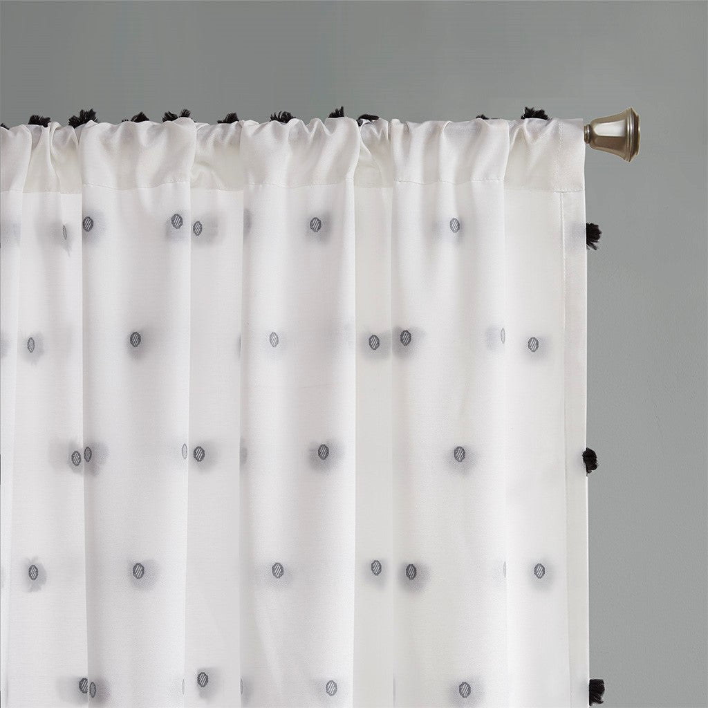 Pom Pom Embellished Curtain Panel Only 1 Pc Panel Multicolor Polyester