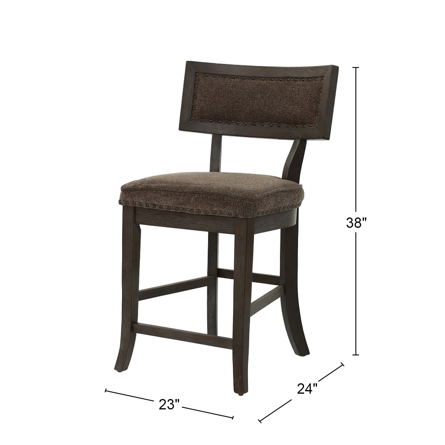 Set Of 2 Dining High Chairs With Fabric Upholstery Cushion, Espresso Solid Espresso Dining Room Dining Chairs Set Of 2 Rubber Wood