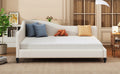 Full Size L Shaped Linen Daybed, With Solid Wood Legs, Beige Old Sku: Sf000146Aaa Full Beige Linen Mdf