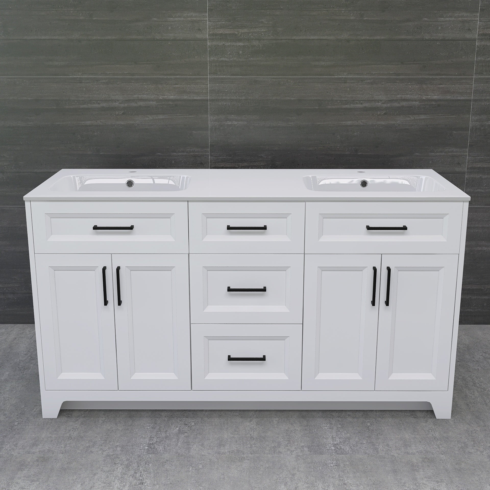 Solid Wood 60 Inch Bathroom Vanity With Double Sink Combo, Modern Vanity Cabinet With 4 Soft Closing Doors & 3 Full Extension Dovetail Drawers White 3 White 4 4 48 In & Above 32 To 35 In Soft Close Doors Bathroom Freestanding Luxury,Modern 20 25 Inches