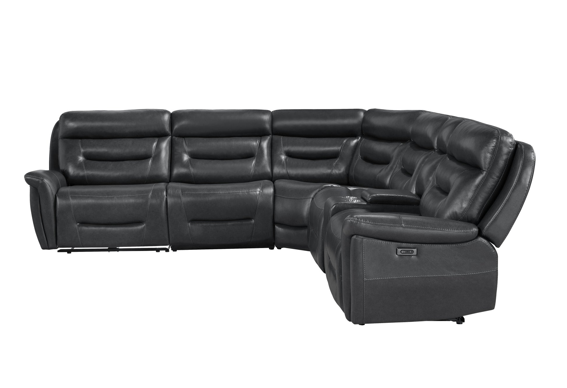 Starch Blanche Charcoal Sectional Dark Grey Pu 5 Seat