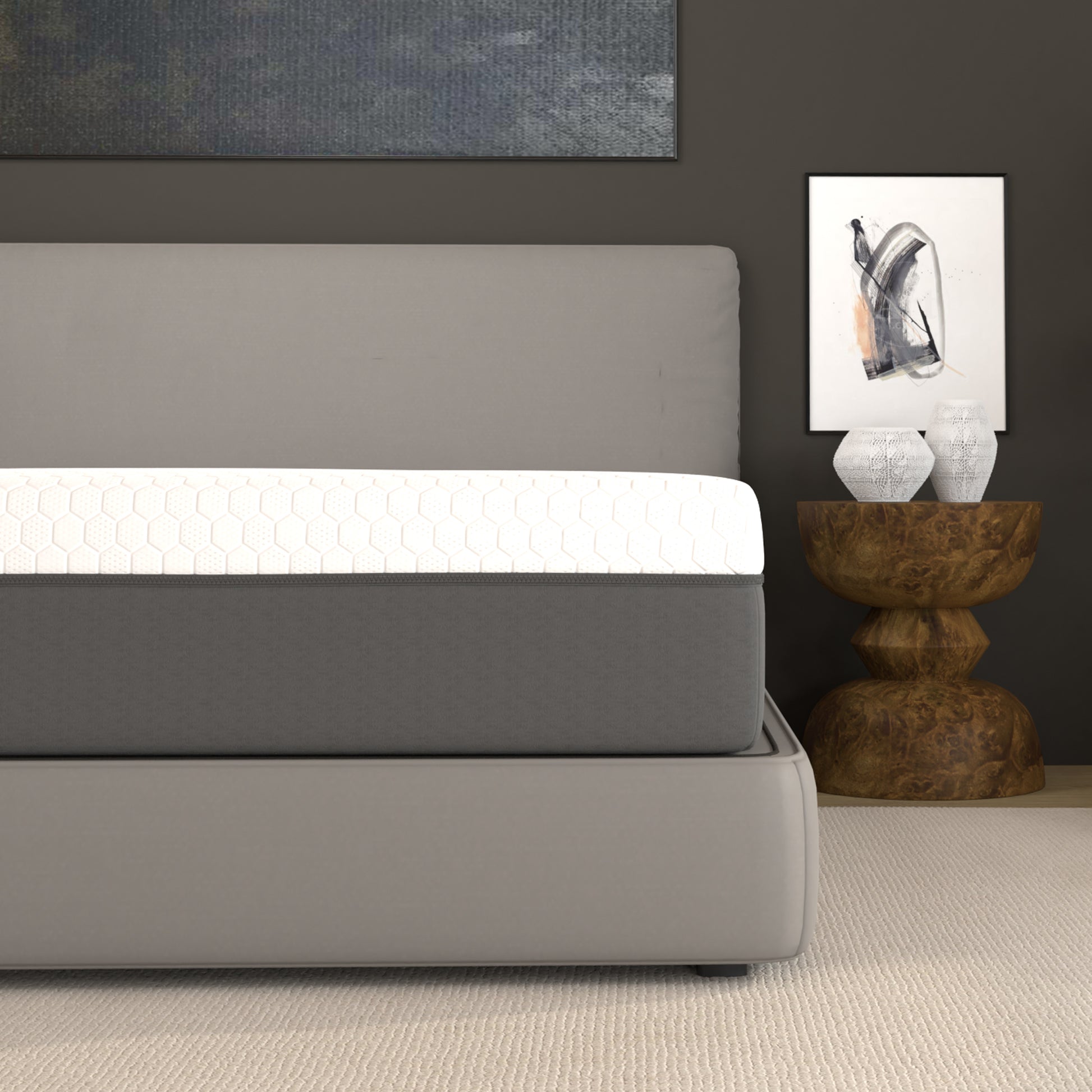 12" Zoned Comfort Regions With Cooling Cover, Gel Swirl Memory Foam And Air Grid Queen White Foam Queen