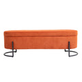 Coolmore Storage Ottoman,Bedroom End Bench,Upholstered Fabric Storage Ottoman With Safety Hinge, Entryway Padded Footstool, Ottoman Bench For Living Room & Bedroom Orange Orange Foam Velvet