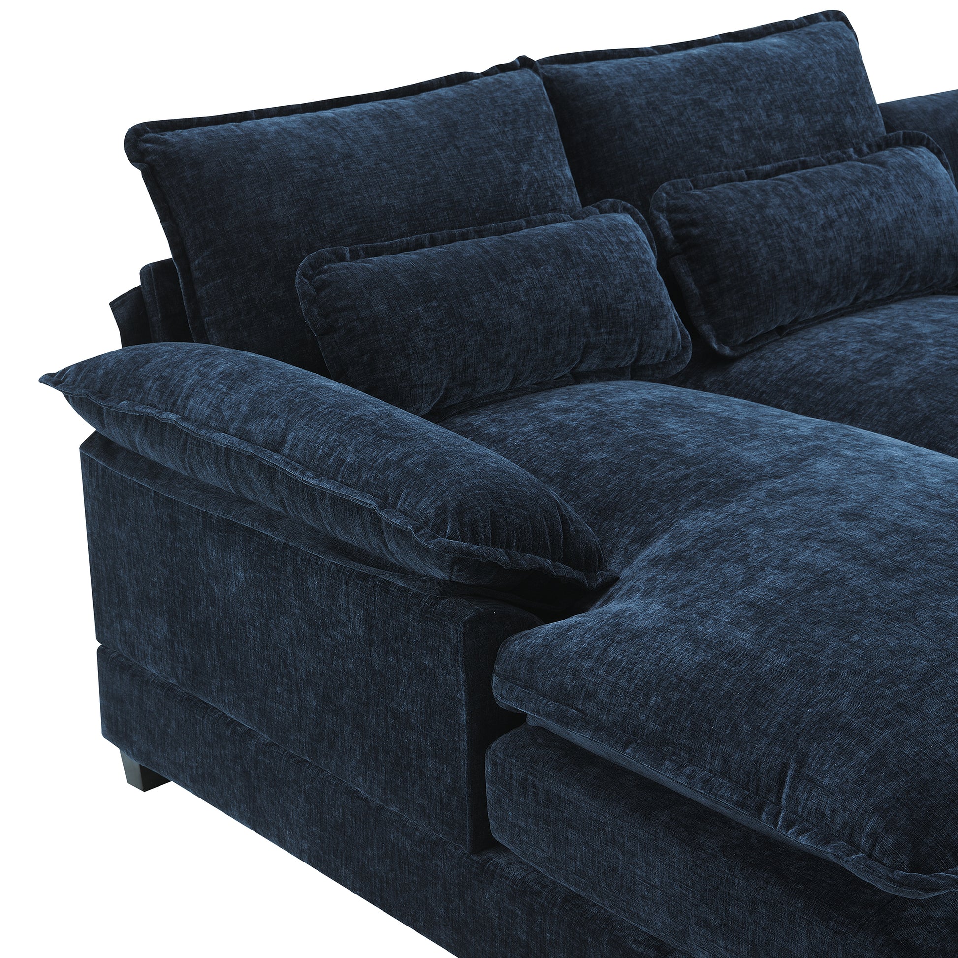 110*55" Modern U Shaped Sectional Sofa With Waist Pillows,6 Seat Upholstered Symmetrical Sofa Furniture,Sleeper Sofa Couch With Chaise Lounge For Living Room,Apartment,5 Color Blue Chenille 6 Seat