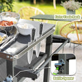 3 Shelf Outdoor Grill Table, Grill Cart With Wheels, Outdoor Pizza Oven And Food Prep Table, Blackstone Table With Stainless Steel Tabletop, Grill Stand For Blackstone Griddle For Outside Bbq Grey