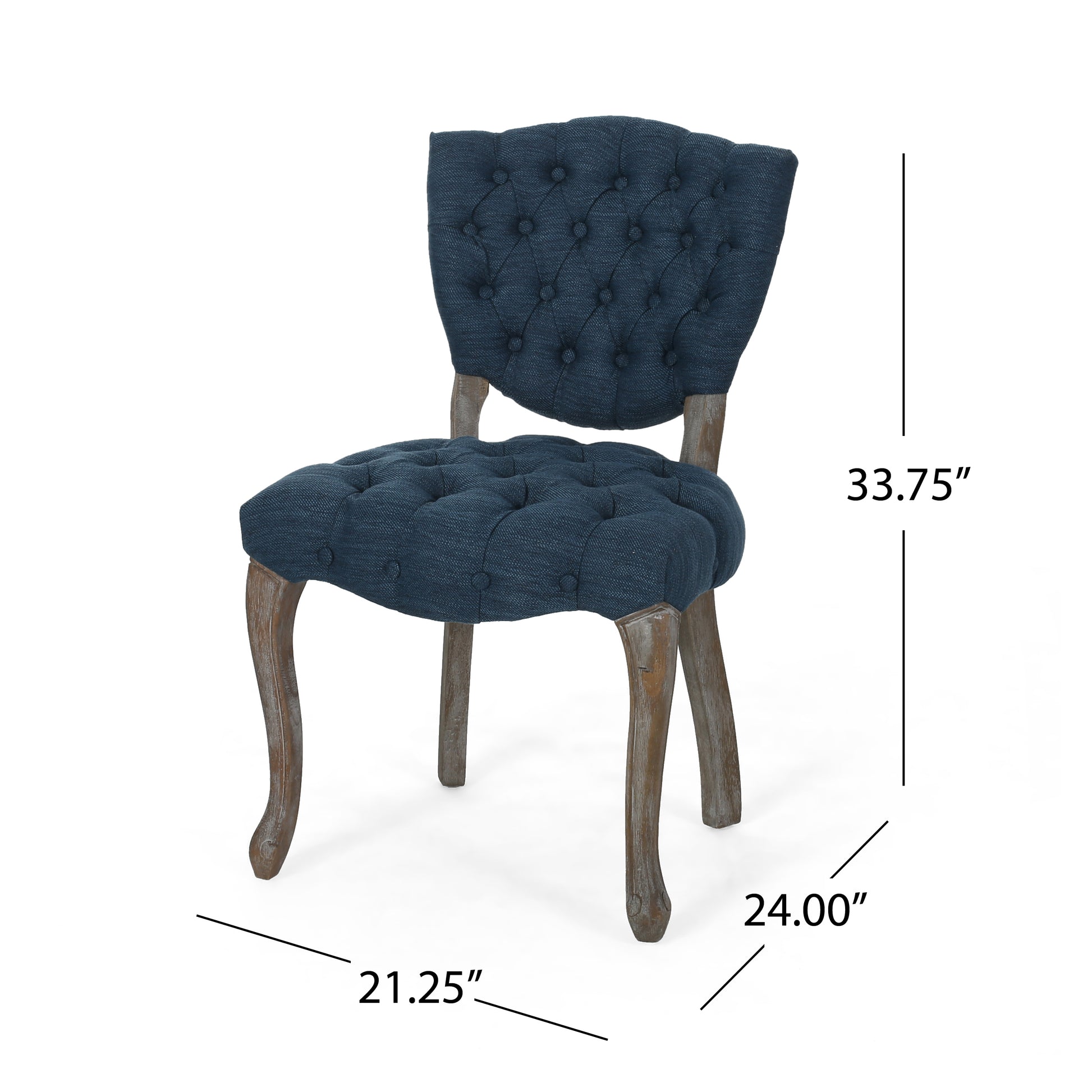 Kd Tufted Chair Wthr Set Of 2 Navy Blue Fabric