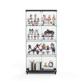 4 Tier Glass Display Cabinet, Double Door Glass Cabinet With Two Locks, Floor Standing Storage Cabinet With 6 Acrylic Shelves For Living Room, Bedroom And Office, Black, 31.5
