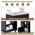 Viedo 20 Inch Modern Small Bathroom Vanity Cabinet With Ceramic Basin 20*15.5*33.3 Inches,Ample Storage,1 Soft Close Door Black Bathroom Solid Wood Mdf