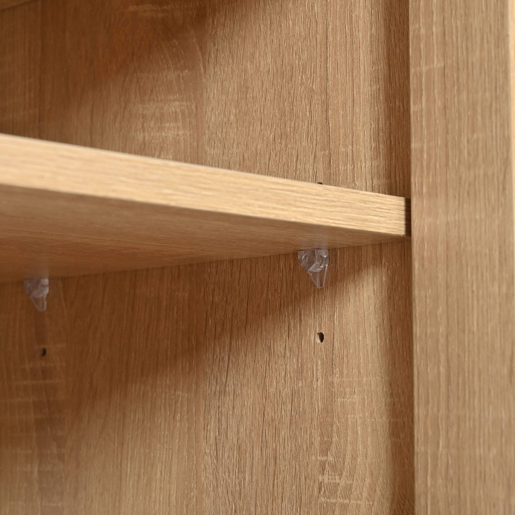 Rattan Shoe Cabinet With Adjustable Shelves, 5 Tier Shoe Storage Cabinet With Doors & Bottom Cubby, Wooden Shoes Rack Organizer For Entryway, Natural Natural Wood Mdf Metal