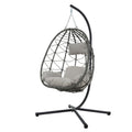 Egg Chair With Stand Indoor Outdoor Swing Chair Patio Wicker Hanging Egg Chair Hanging Basket Chair With Stand For Bedroom Living Room Balcony Gray Steel