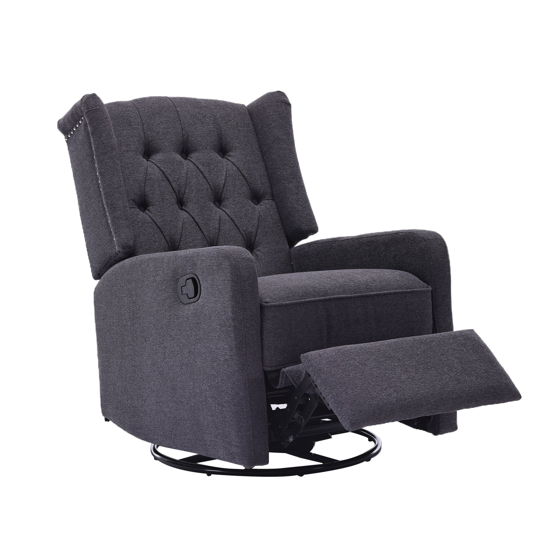 Coolmore Rocking Recliner Chair,360 Degree Swivel Nursery Rocking Chair,Glider Chair,Modern Small Rocking Swivel Recliner Chair For Bedroom,Living Room Chair Home Theater Seat Dark Gray Dark Gray Linen