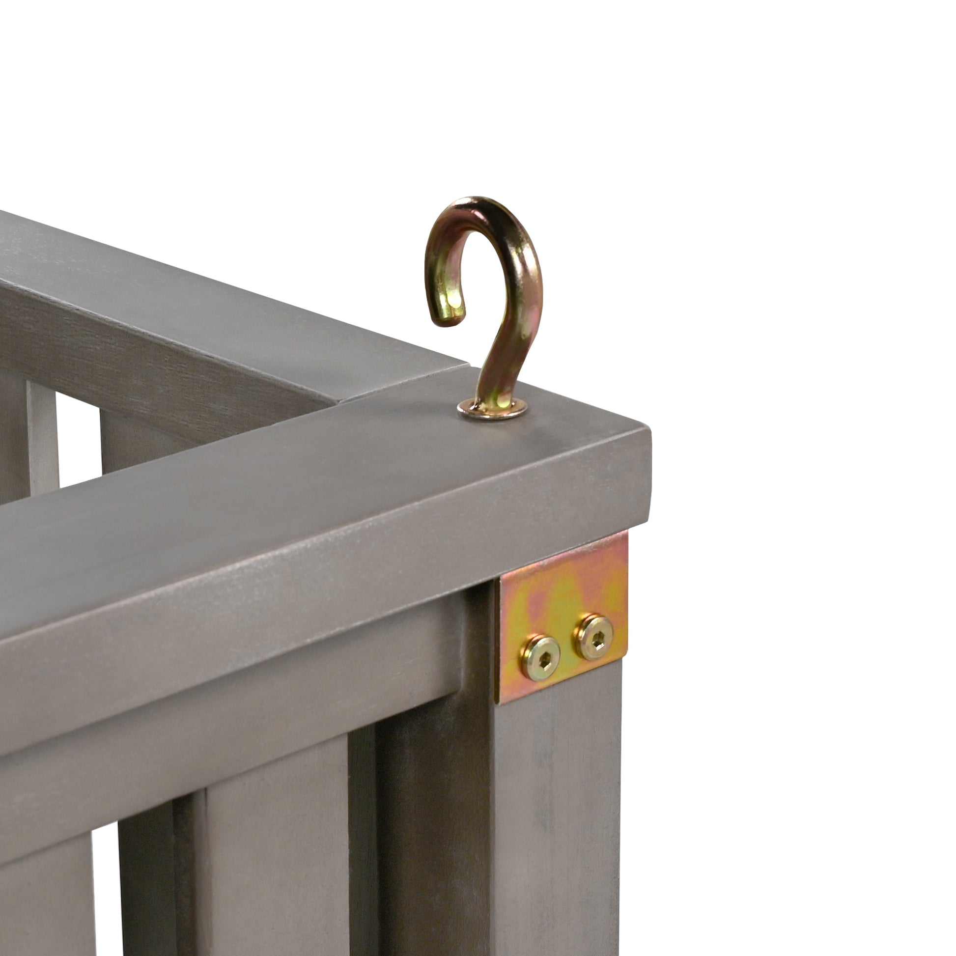 Patio Minimalist Twin Size Garden Swing Bed Wood Porch Swing With Ropes For Backyard, Safe Sloped Design, Gray Gray Weather Resistant Frame Garden & Outdoor Minimalist 2 Person Seating Group Acacia