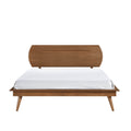 Country Casual Style Full Size Platform Bed With Oval Headboard 1Pc Wooden Bedroom Furniture Full Brown Wood Bedroom Wood