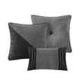 7 Piece Micro Corduroy Comforter Set Grey Queen Grey Polyester