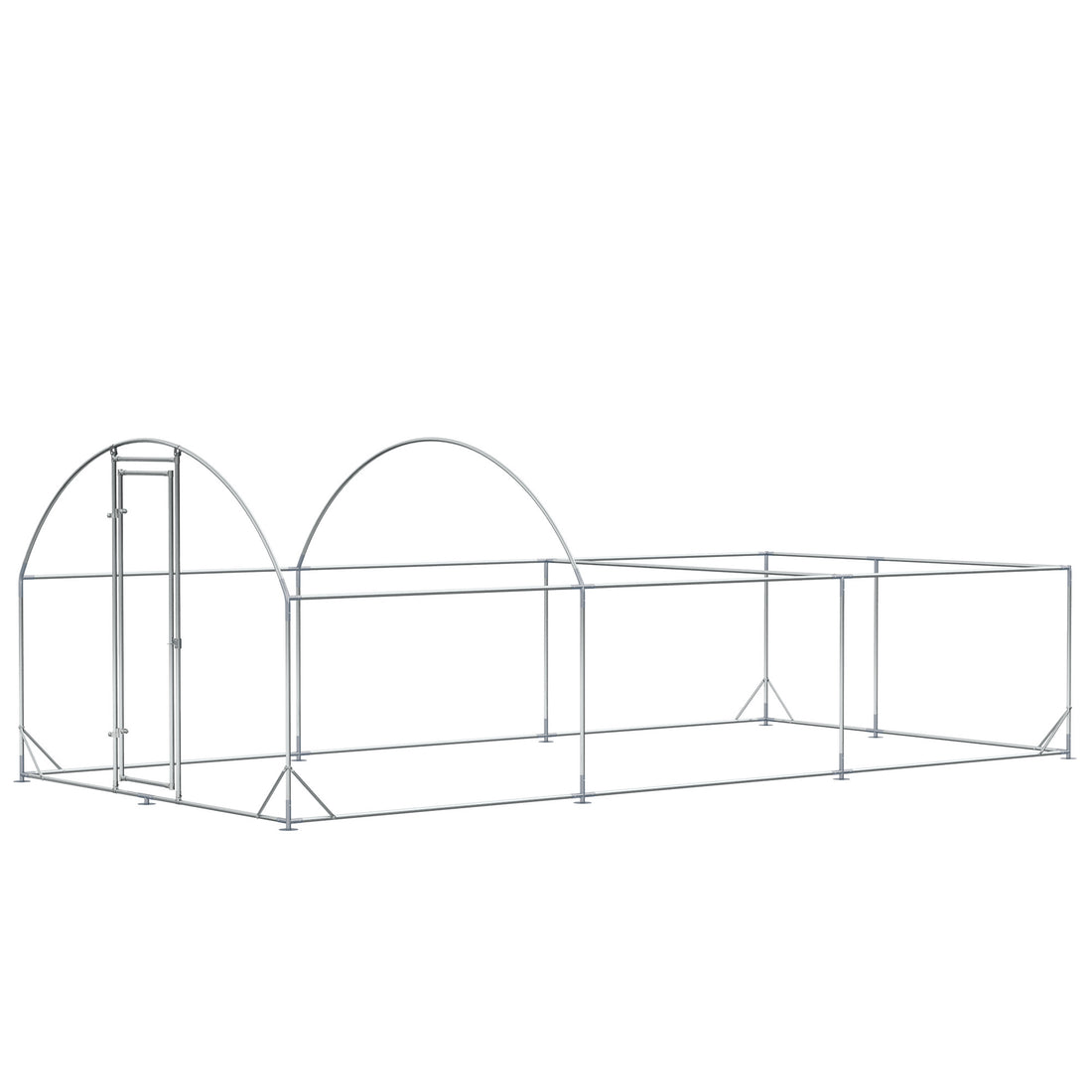 Pawhut Large Chicken Coop Metal Chicken Run For Chickens With Waterproof And Anti Uv Cover, Dome Shaped Walk In Fence Cage Hen House For Outdoor And Yard Farm Use, 1" Dia, 9.2' X 18.7' X 6.4' Silver Steel