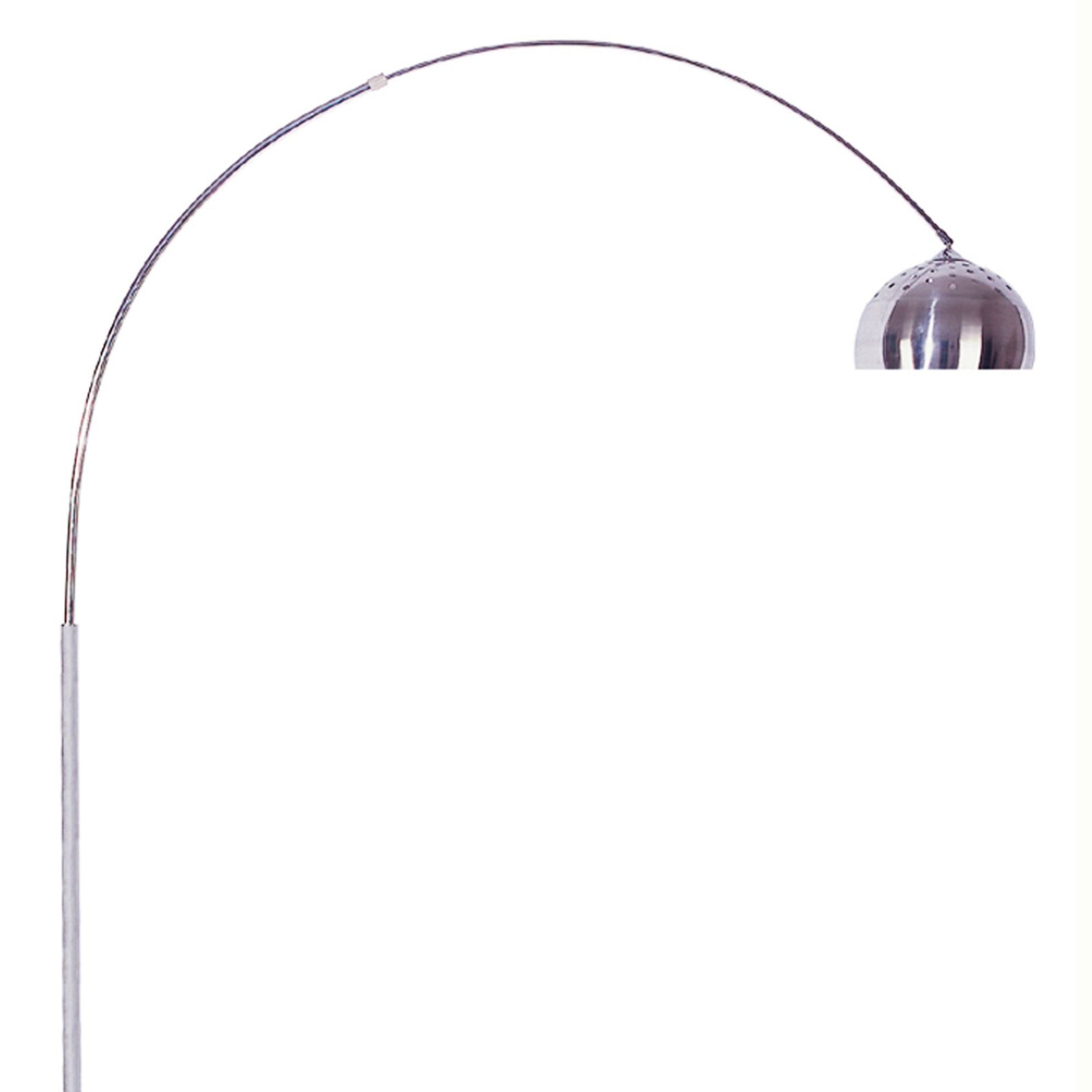 85" Tall Metal Floor Lamp With White Marble Base, Arch Design White Metal