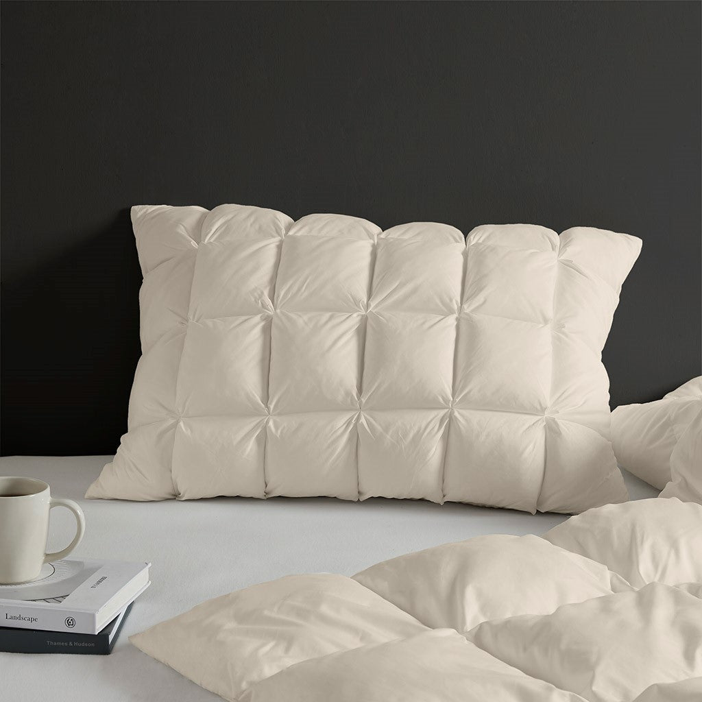 Overfilled Pillow Protector Single Piece Standard Size Beige Polyester