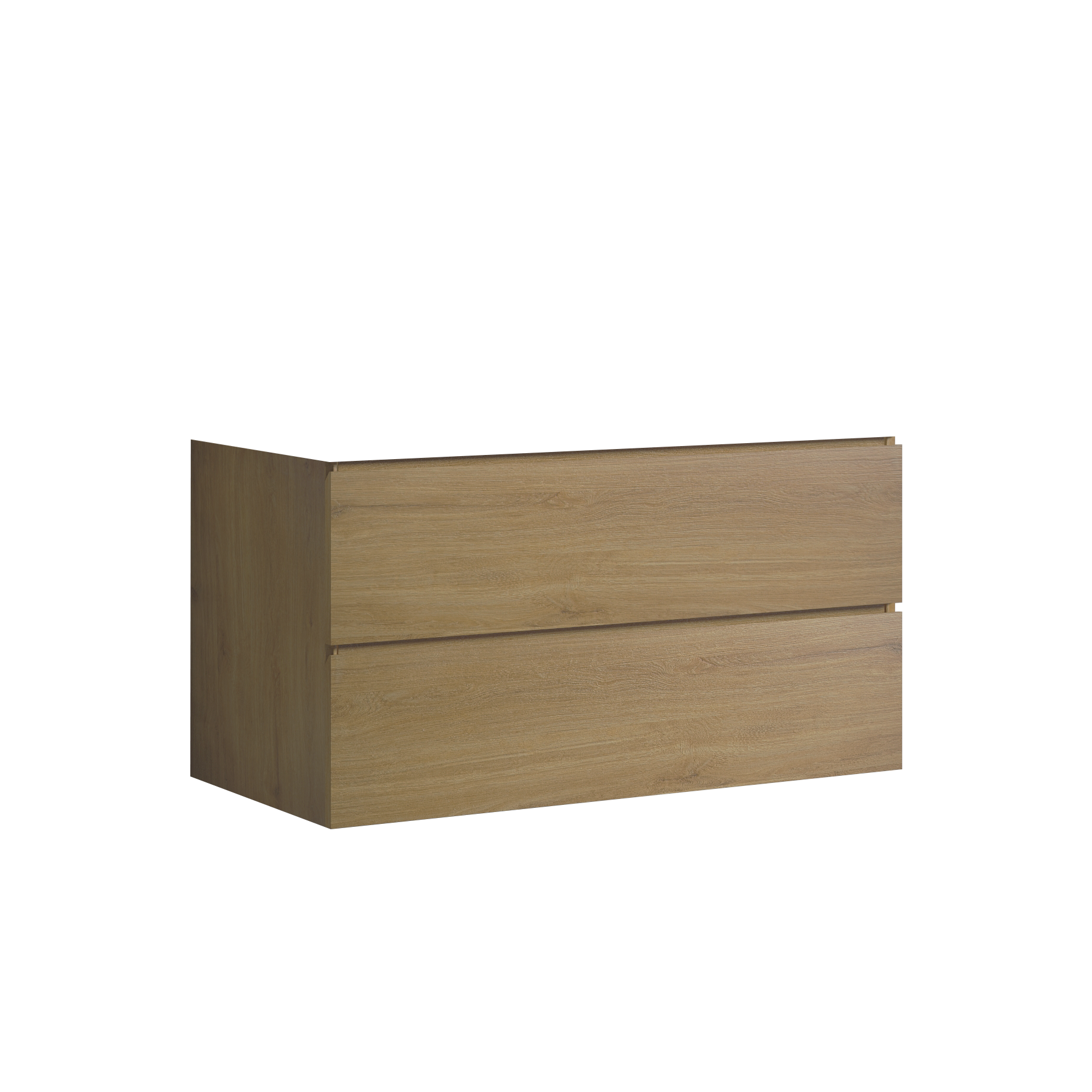 Alice36 106, Wall Mount Cabinet Without Basin, Natural Oak Color, With Two Drawers, Pre Assembled Oak Melamine