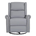 360 Degree Swivel Upholstered Manual Recliner With Trims For Living Room, Grey Gray Wood Primary Living Space Soft Handle Pu