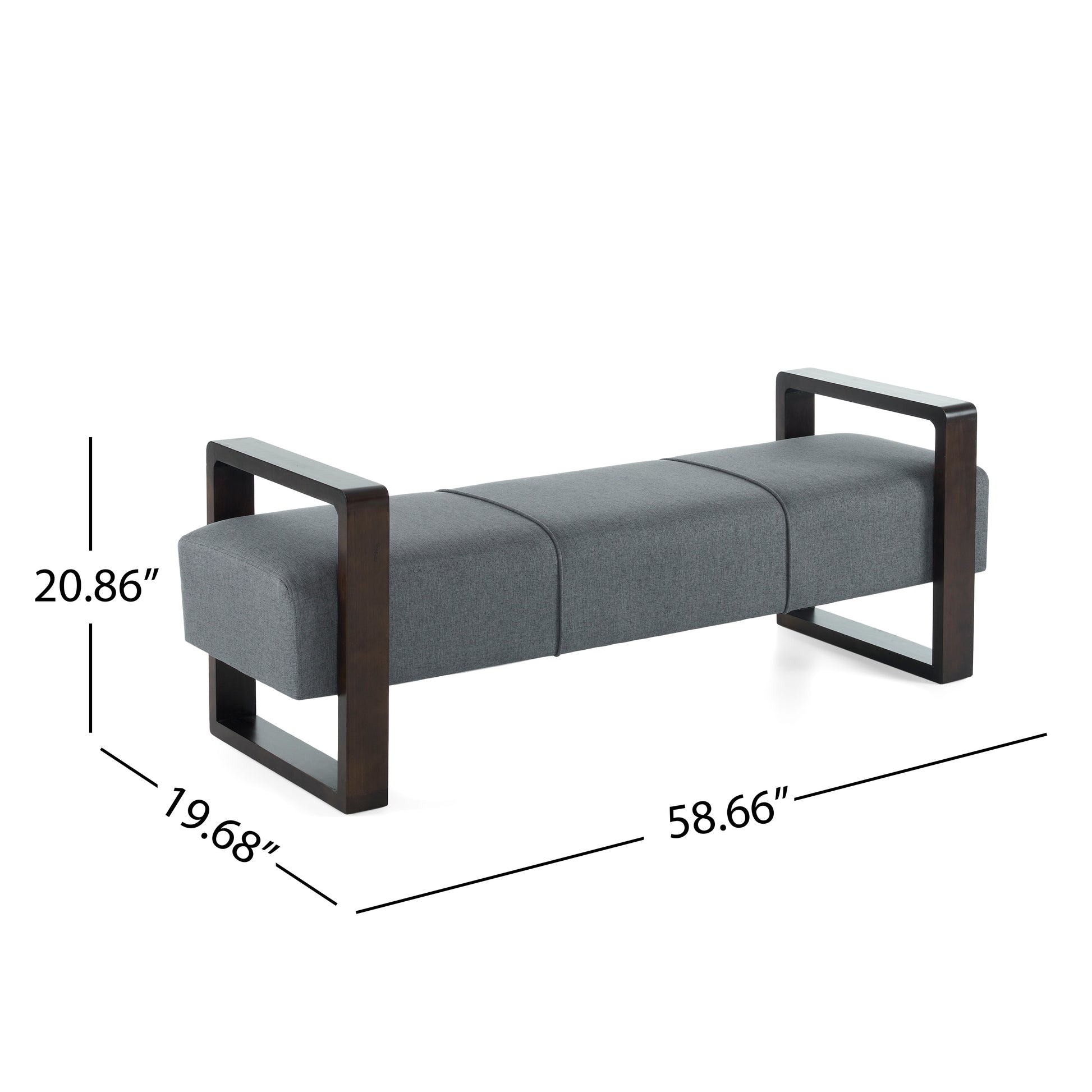 Sleek And Stylish Long Shaped Ottoman, Gray Grey Brown Brown Suede Polyester Grey Modern Rectangle Foam Polyester,Wood