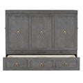 Queen Size Murphy Bed With Usb Port And A Large Drawer, Gray Gray Solid Wood Mdf