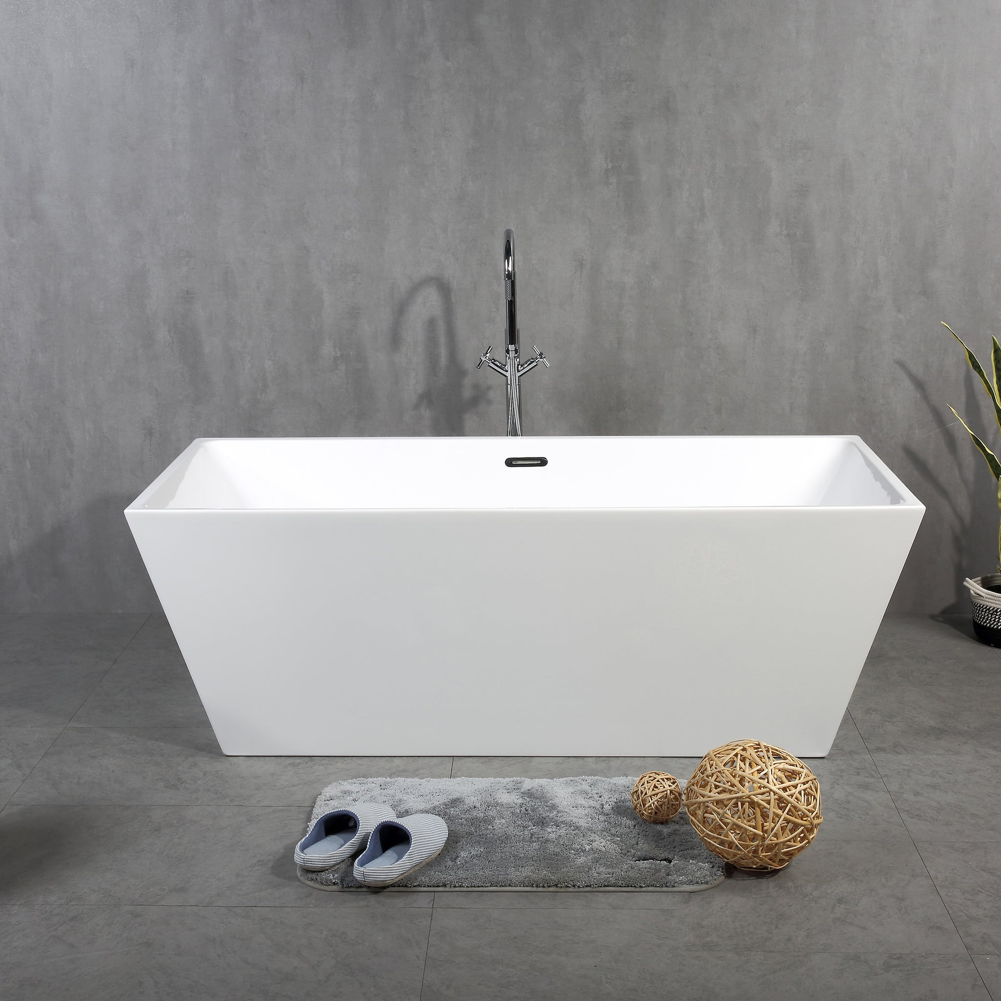 67" X 30" Acrylic Rectangular Freestanding Bathtub, Contemporary Soaking White Tub With Brushed Nickel Overflow And Pop Up Drain, Cupc Certified, Glossy White Yy032 168 66 W S Gloss White Rectangle