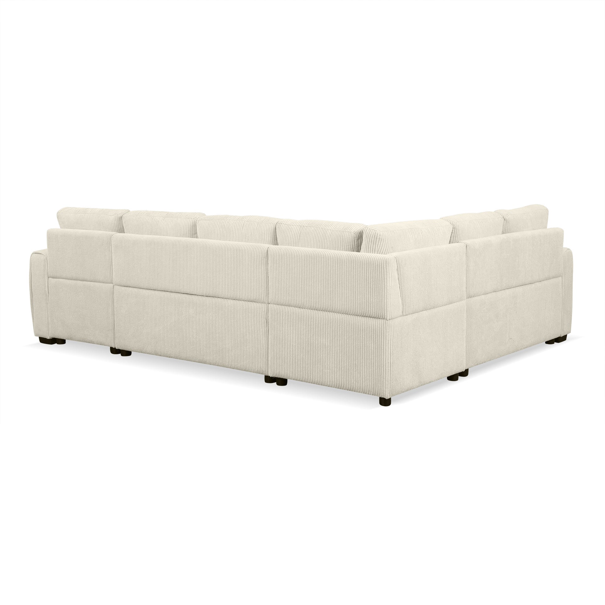 107.5" U Shaped Sofa Sectional Sofa Pull Out Sofa Bed With A Storage Chaise Lounge, Charging Devices For Living Room, Beige Beige Foam Corduroy 5 Seat