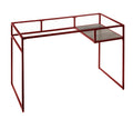 Yasin Glass Top & Red Finish Writing Desk Red Glass,Metal,Synthetic Wood