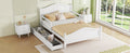 Full Size Wood Platform Bed With Guardrails On Both Sides And Two Storage Drawers ,White Full White Wood