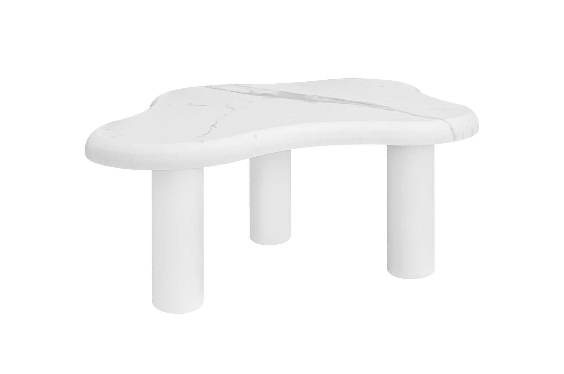 Cloud Coffee Table Classic Modern Marbling Tea Table, Irregular Indoor End Table For Living Room Apartment Free Shape With 3 Legs White Modern Mdf