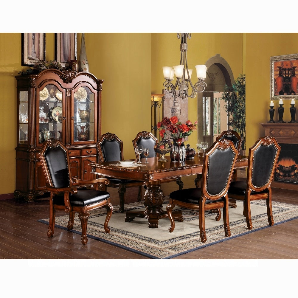 Black And Cherry Side Chair With Trim Set Of 2 Solid Black Brown Dining Room Foam Side Chair Solid Back Set Of 2 Faux Leather