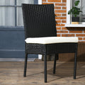 Outsunny 4 Pe Rattan Outdoor Dining Chairs With Cushions, Patio Wicker Dining Chairs With Backrests For Porch, Deck, Garden, Cream White Cream White Steel