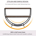 Rustic Industrial Design Demilune Shape Textured Metal Distressed Wood Console Table Dark Brown Dark Brown Mdf
