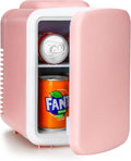 Mini Fridge, 4L 6 Can Portable Cooler & Warmer Freon Free Small Refrigerator Provide Compact Storage For Skincare, Beverage, Food, Cosmetics, Pink Pink Polypropylene