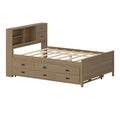 Full Size Captain Bed With Storage Bookcase Headboard,Captain Bed With Trundle And Three Storage Drawers For Kids Teens Dorm Bedroom Multipurpose Guest Room Or Home, Walnut Box Spring Not Required Full Walnut Wood Solid Wood Mdf