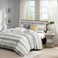 6 Piece Printed Quilt Set With Throw Pillows Yellow King Cal King King Yellow Cotton